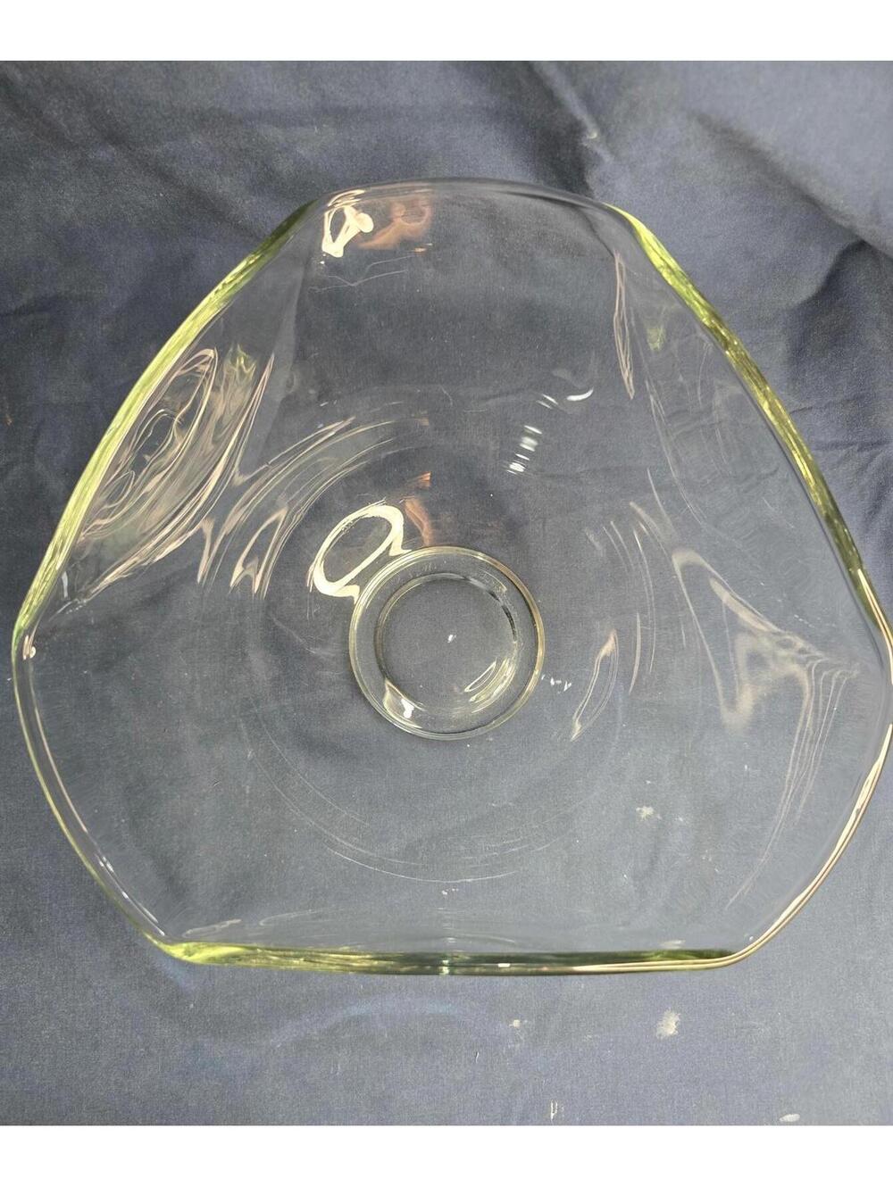 Gorgeous Vintage Clear Glass Unique Tri-top Centerpiece Fruit Bowl